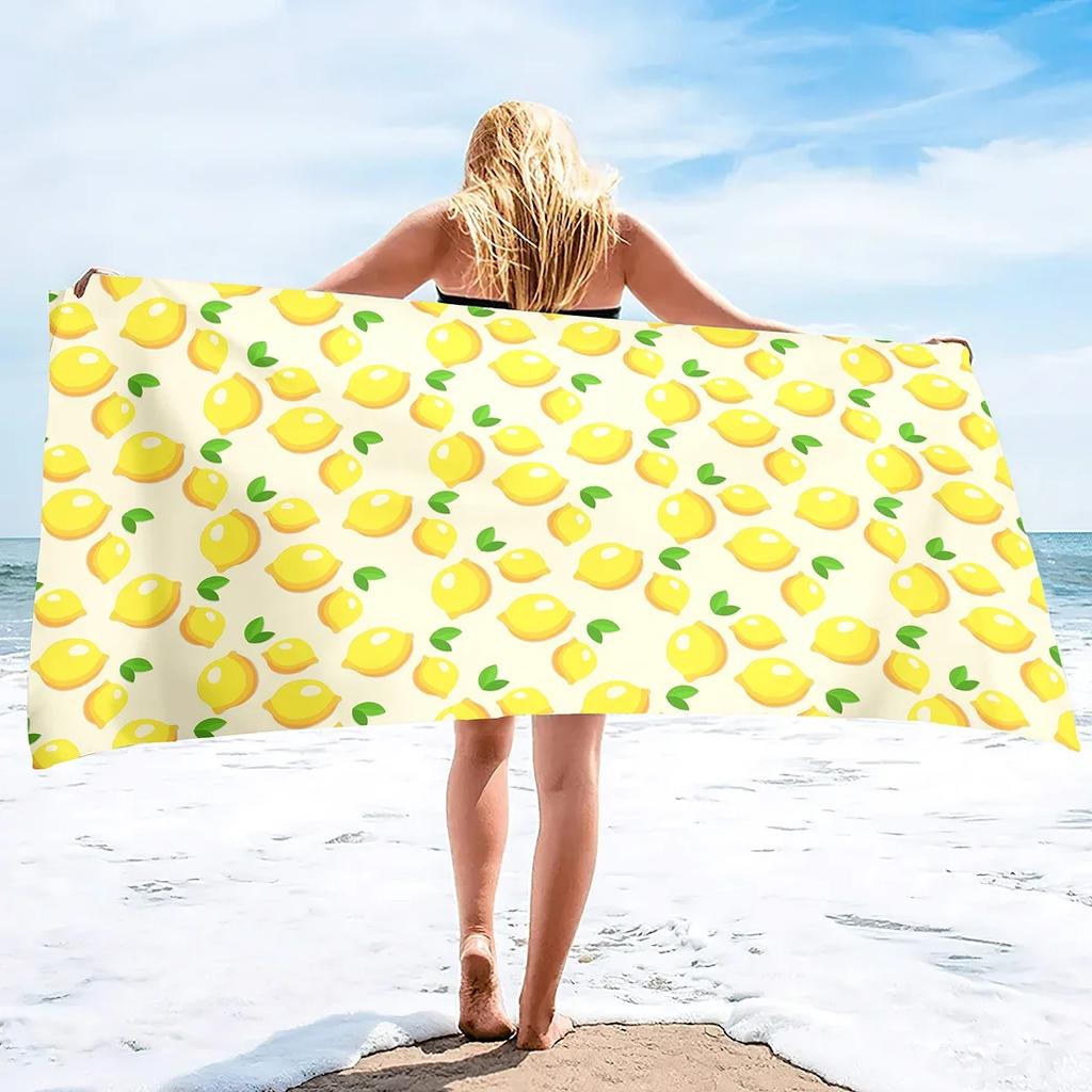 Zitronen Strandtuch Mikrofaser Ultra Weich Super Wasserabsorbierend Pool- und Badetücher Leicht Schnelltrocknend und Sandfreies Handtuch