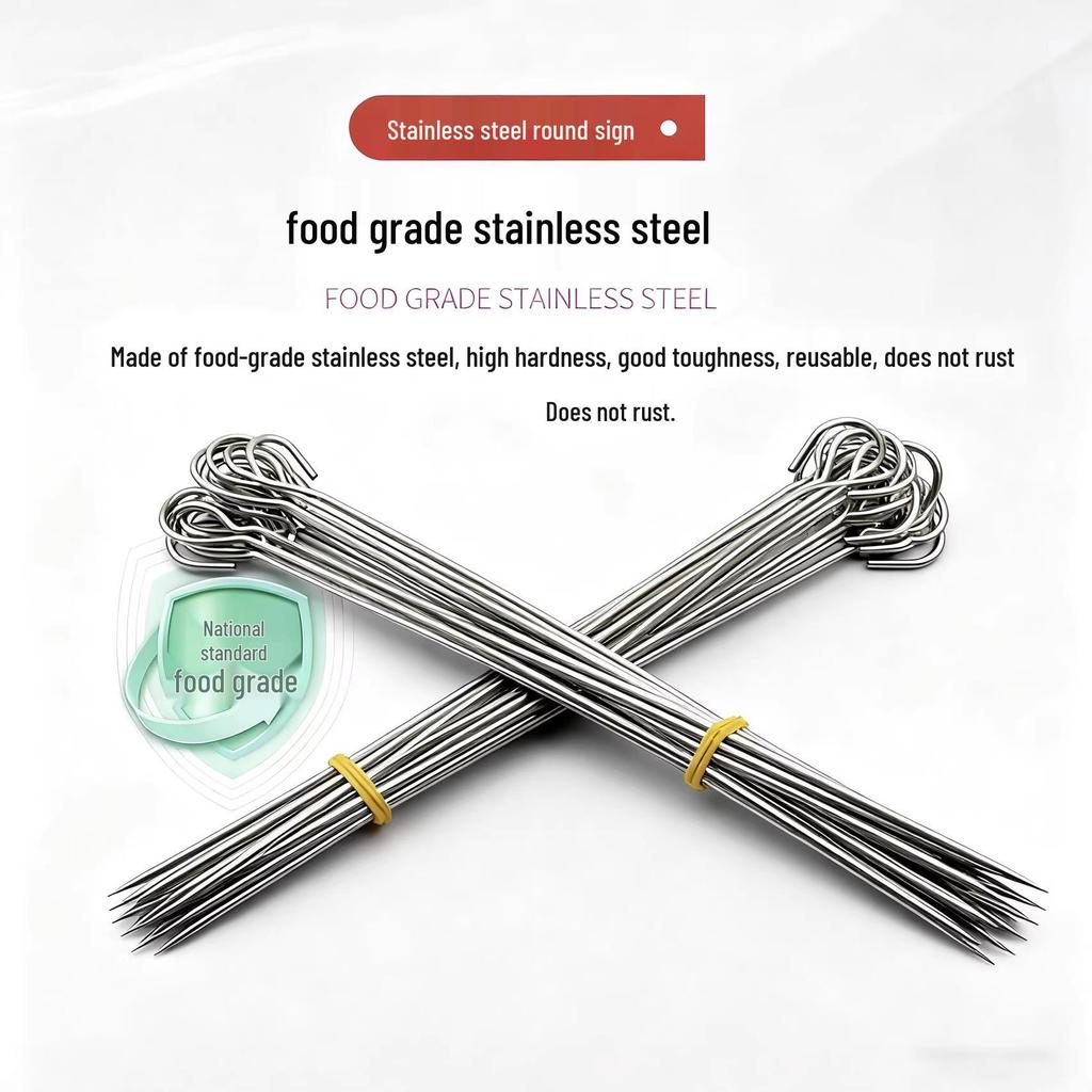 Custom Stainless Steel 430 Barbecue Skewers: Roast Duck, Char Siu, Mala Tang, Kebab, and Needle Fork Options.