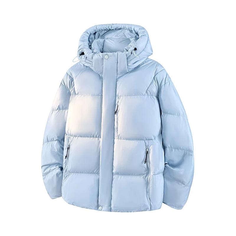 

Зимові чоловічі модні парки з капюшоном, товсте тепле пальто, чоловіча куртка з бавовняною підкладкою, парка в гонконзькому стилі, жіночий вуличний одяг M світло-синій колір