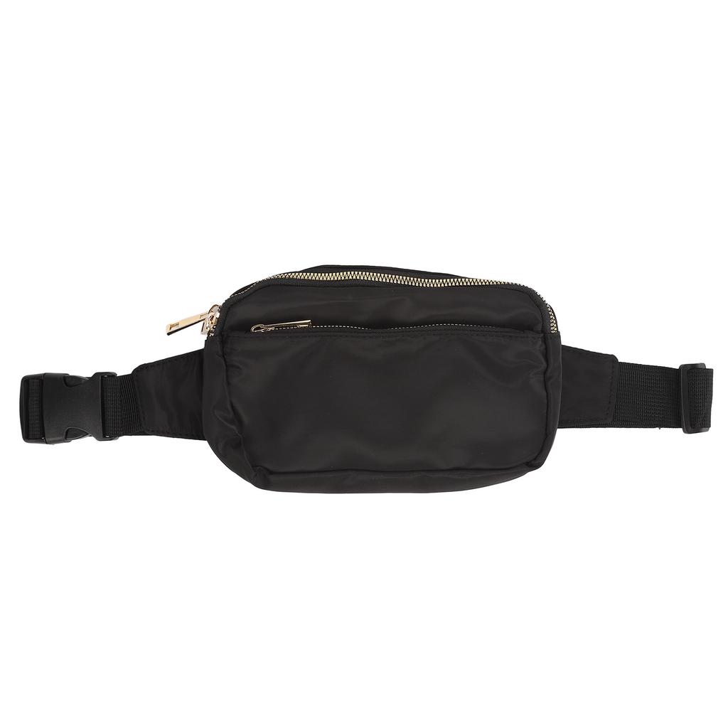 Outdoor Sports Waist Bag Black Fashionable Water Resistant Zipper Chest Messenger Bag for Hiking Black 7.1 X 5.1 X 2.2in
