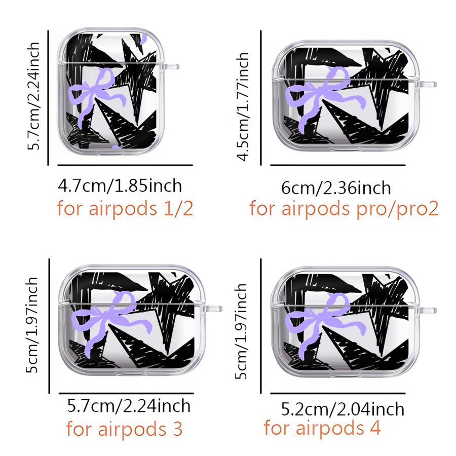 Clear Earphone Cases Cover Case For Airpods Pro2 Pro3 4 2 3 1 Pro Five-pointed Star Bow