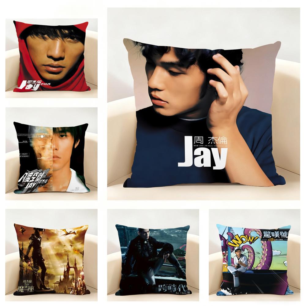 Chinese Pop JJay Chou Album Cover Cushion Cover Linen Pillowcase Soft for Sofa Bed Home Room Decor