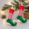 Decorative Elf Christmas Stocking Gift Bag Striped Christmas Stocking Ornaments Party Decoration