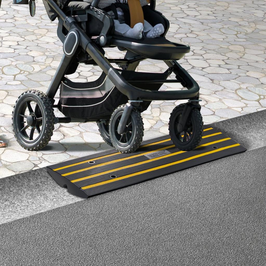 Curb Ramp, 2.6" Rise Rubber Driveway Ramps, Heavy Duty 33069 Lbs Weight Capacity Threshold Ramp, Curbside Bridge Ramps for Loading Dock Garage