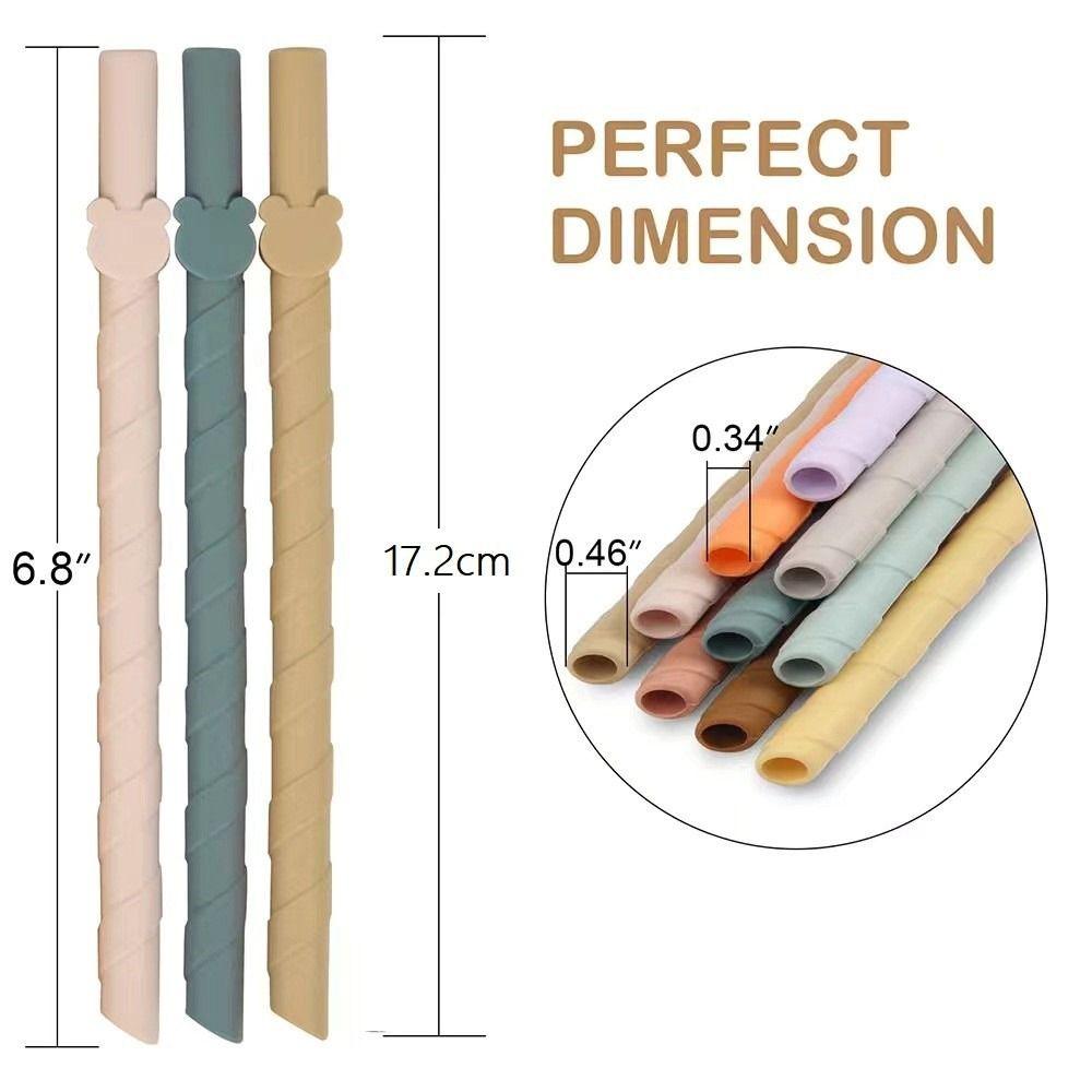 4Pcs Children's Milk Tea Straight Straws Food Grade Reusable Straws Creative Silicone Straws