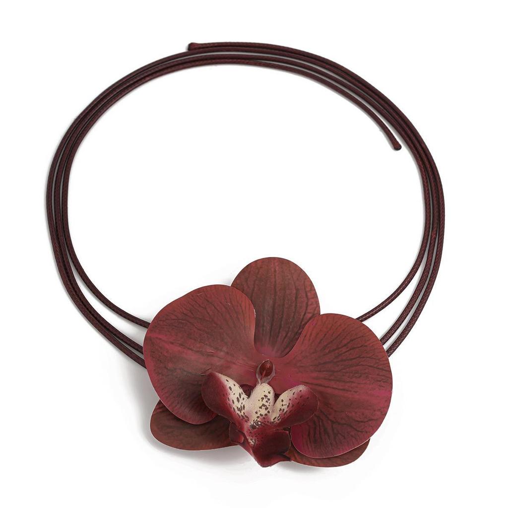 Phalaenopsis Flower Choker Necklace - Elegant Long Statement Jewelry for Women