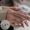 Korean Style S925 Silver-Plated Water Drop Crossover Open Ring – Women's Retro Fashion for Index Finger