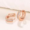 Rose Gold Color Hoop Earrings for Women Inlaid Shiny Crystal CZ Simple Elegant Girls Circle Earrings Statement Jewelry