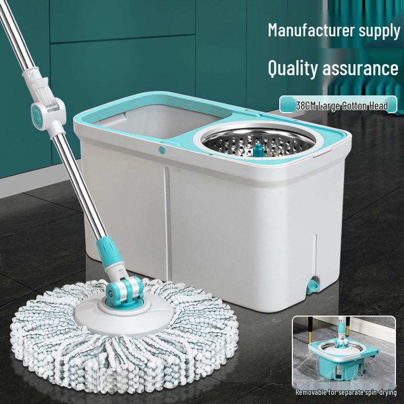 Hand-Free Wet & Dry Dual-Drive Spin-Dry Mop with Water-Absorbent Head and Bucket