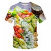 Fried Chicken Pasta Graphic T-shirt for Men 3D Print Food Short Sleeve Loose Funny T Shirt Kids Casual Street Tee Shirts Tops