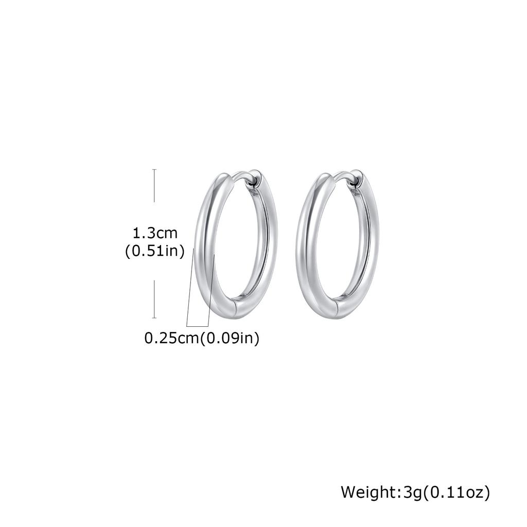 Wind stainless steel geometric large plain ring earrings plated with 18k gold simple earrings women's multi-specification 2mm, 4mm