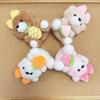 Cute Butterfly Bow Bear Plush Keychain With Gold Keyring For Bag Decor