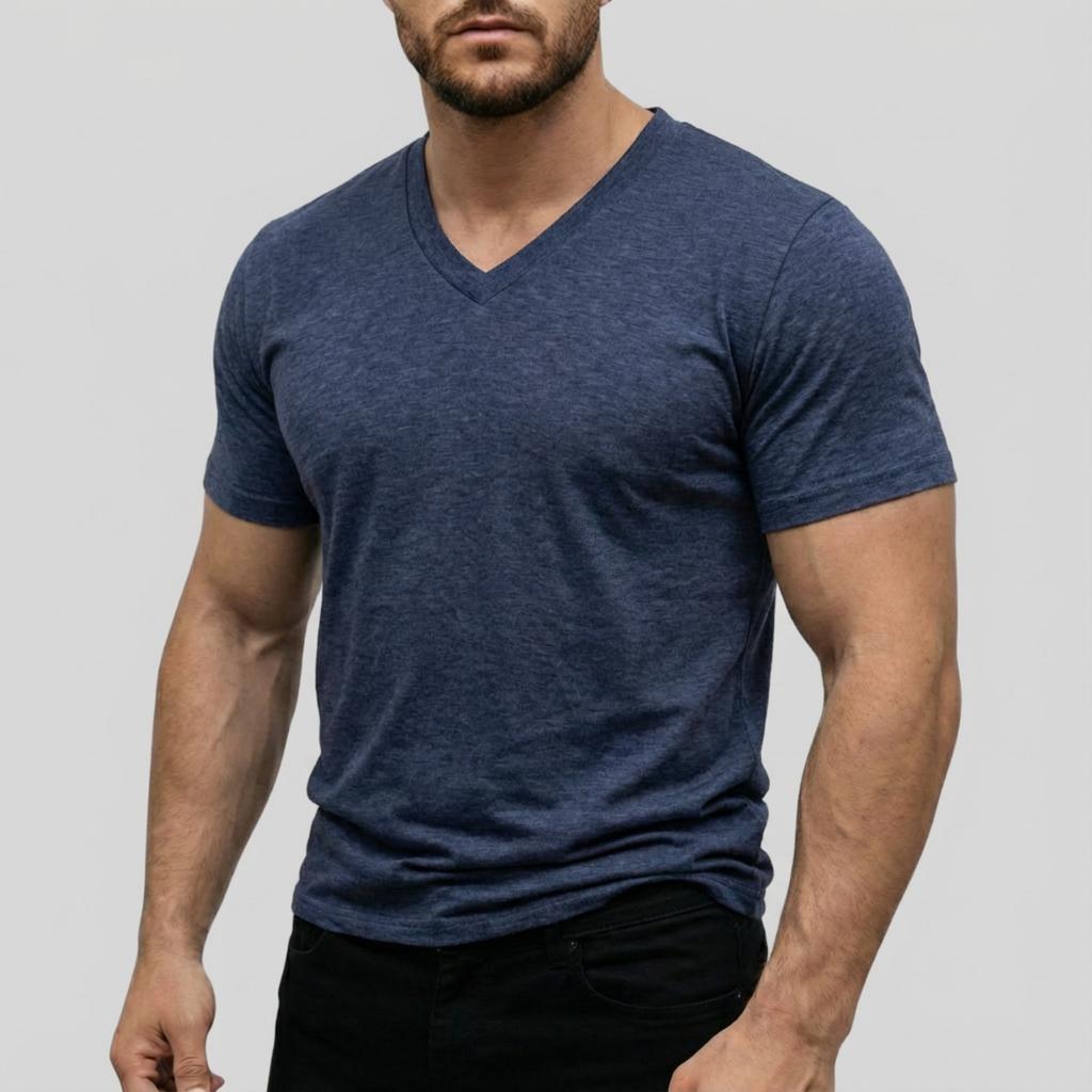 Herren Casual -farbig Elastisches Gewebe Kurzärmlig Rundhals Oberteil