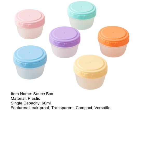 6Pcs Sauce Cup 60ml Leakproof Salad Dressing Container Reusable Condiment Dispenser for Picnics Traveling Kitchen Supplies