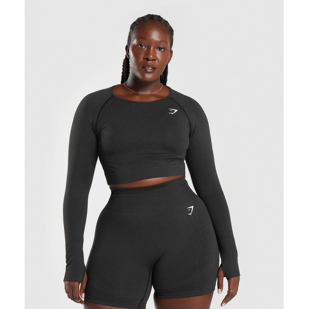Gymshark Vital Seamless 2.0 Crop Top Black Marl B1a3d Bbf3