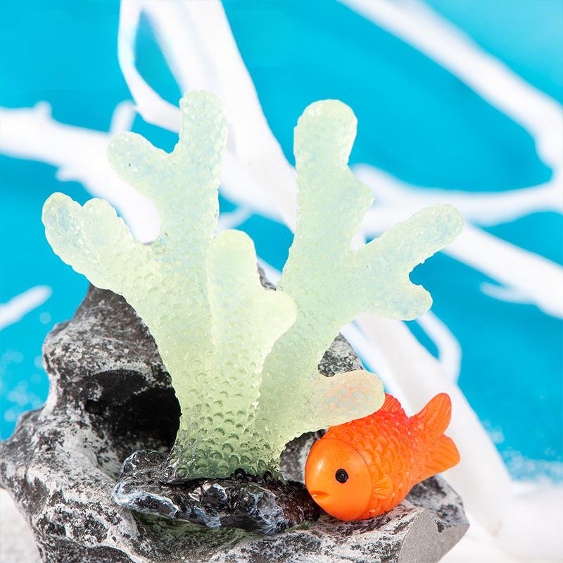 Luminous Coral Resin Pendant Miniature Landscape Decoration Accessories Fish Tank Aquarium Landscape Luminous Decorative Crafts