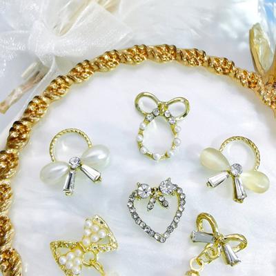 10Pcs Manicure Decorations Rust-proof Decorative Multiple Styles Good DIY Bow-knot Style Metal 3D Nail Ornaments for Salon