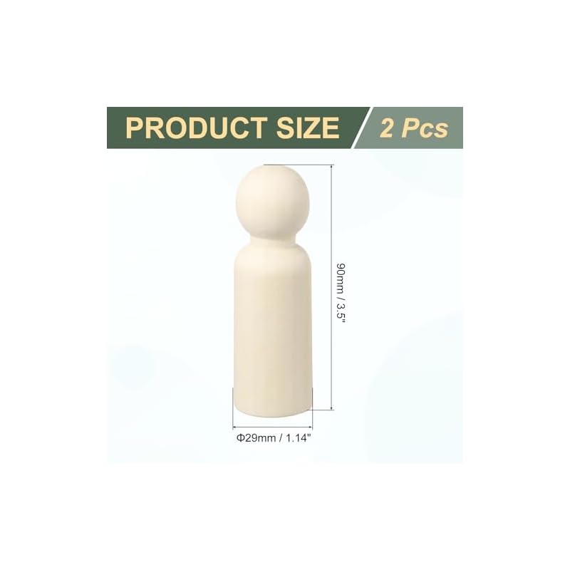 uxcell Wooden Peg Dolls (2-Pack), 3.5-inch Boy Shape, Unpainted, for Crafts, DIY, Art & Painting.