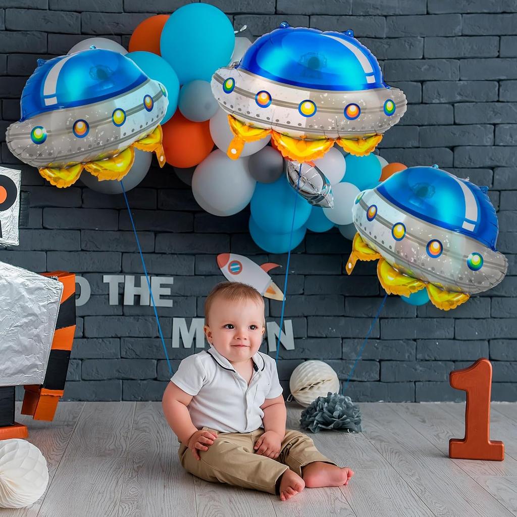 6pcs/set 26 Inch Alien Balloons UFO Spaceship Aluminum Foil Balloons Space Universe Theme Birthday Party Decoration Balloons