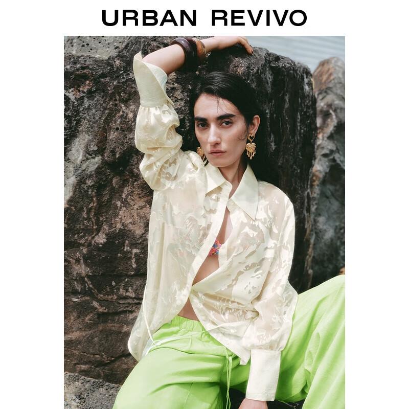 UR 2025 Summer Women s Printed Tie-Waist Long Sleeve Shirt XS