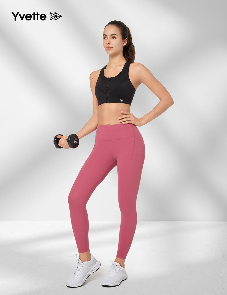 Yvette Sports Bra for No Front Quick High Racer High Integrated Plus Sports Running Sports Black Women, Bounce, Opening, Mesh, Drying, Breathable,