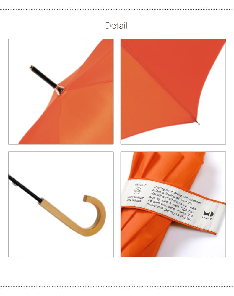 Because Long Umbrella 60cm UV Cut or More Large Recycled Polyester Sun Umbrella Rain or Shine Unisex Stylish Gray Color 98% U-DAY REPET/Nature