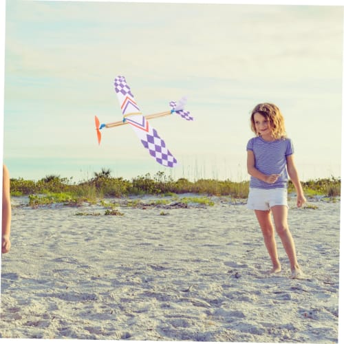 Housoutil 3 Pieces DIY Aircraft Toy Windup Model Airplane Foam Glider Bird Design Aircraft Rubber Band Powered DIY Model Bamboo