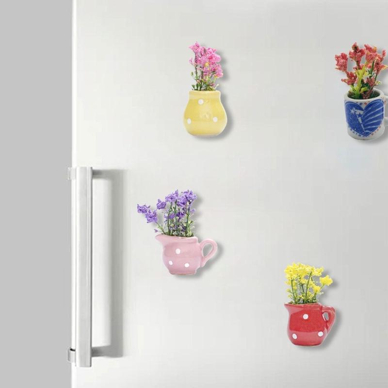 8 Piezas Miniaturas Resinas Imánes de Jarrón Para Nevera Decoraciones de Oficina Magnético 3D Jarrones de Brotes Maceta Adornos de Refrigerador