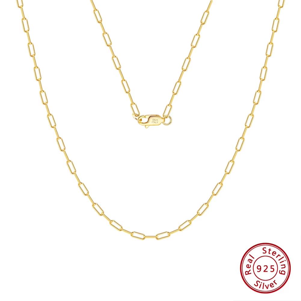 

ORSA JEWELS 14K Gold 925 Silver 1.8mm Paperclip Neck Chain Fashion Link Chain Necklaces for Women Dainty Jewelry SC39 40cm