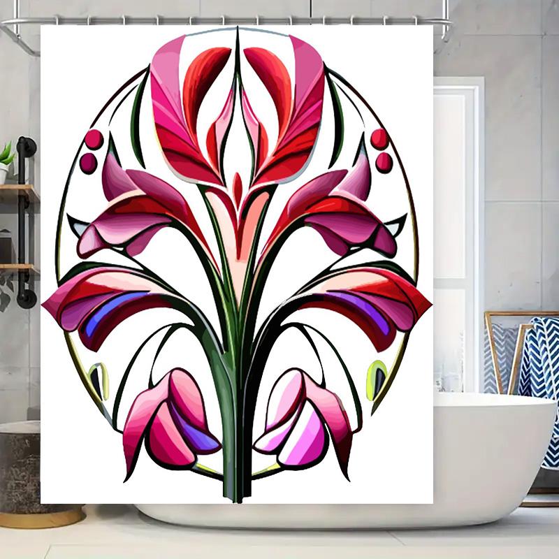 Creative abstract floral pattern shower curtain waterproof and mildew-proof bathroom curtain home decoration shower curtain