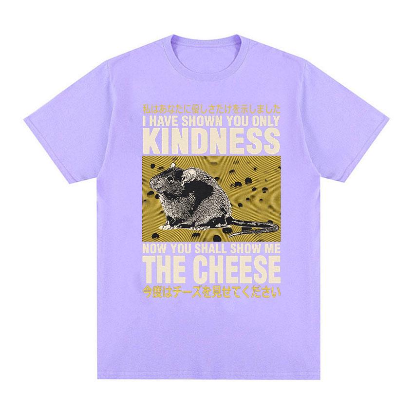 Japanische Ratte Zeig mir den Käse Lustiges Grafik-T-Shirt Unisex Damen Retro Gothic Kleidung T-Shirts Harajuku Übergroßes Baumwoll-T-Shirt