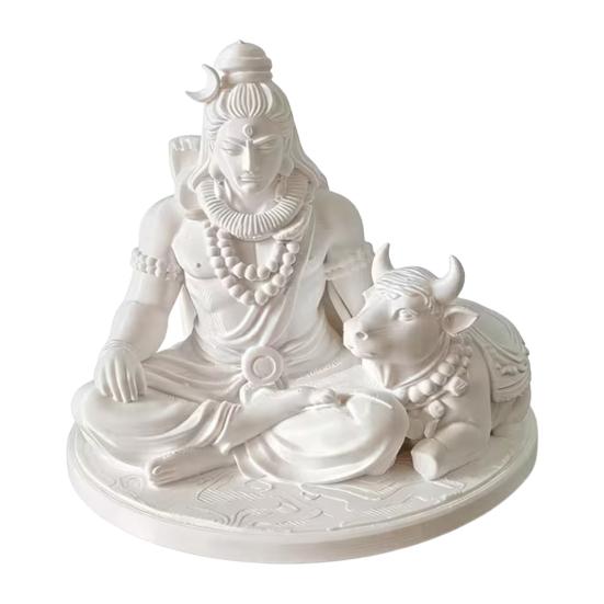 Statua Sacra di Shiva Stampata in 3D con Toro Nandi, Decorazione Miniatura da Scrivania per la Meditazione, Regalo Spirituale per Praticanti Yoga e Benedizione Altare di Casa