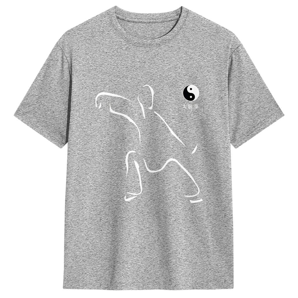 Tai Chi T-Shirt Sommer Baumwoll-T-Shirts Für Unisex Hippie Lässiges T-Shirt Kurzarm Street Style Oberteil Tees