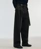 LMOOD Inversion Wool Cotton Belted Slacks Khaki Brown