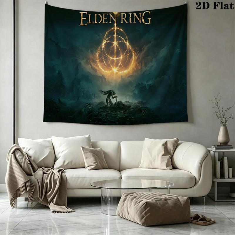 ELDEN RING Wall Tapestry Aesthetic Wall Hanging Printed Fabric Blanket Decorative Tapestries for Bedroom Living Room Home Decor