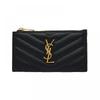 Saint Laurent Card Wallet Cassandra Monogram Matelass  Gold Zipper 607915 Bow01