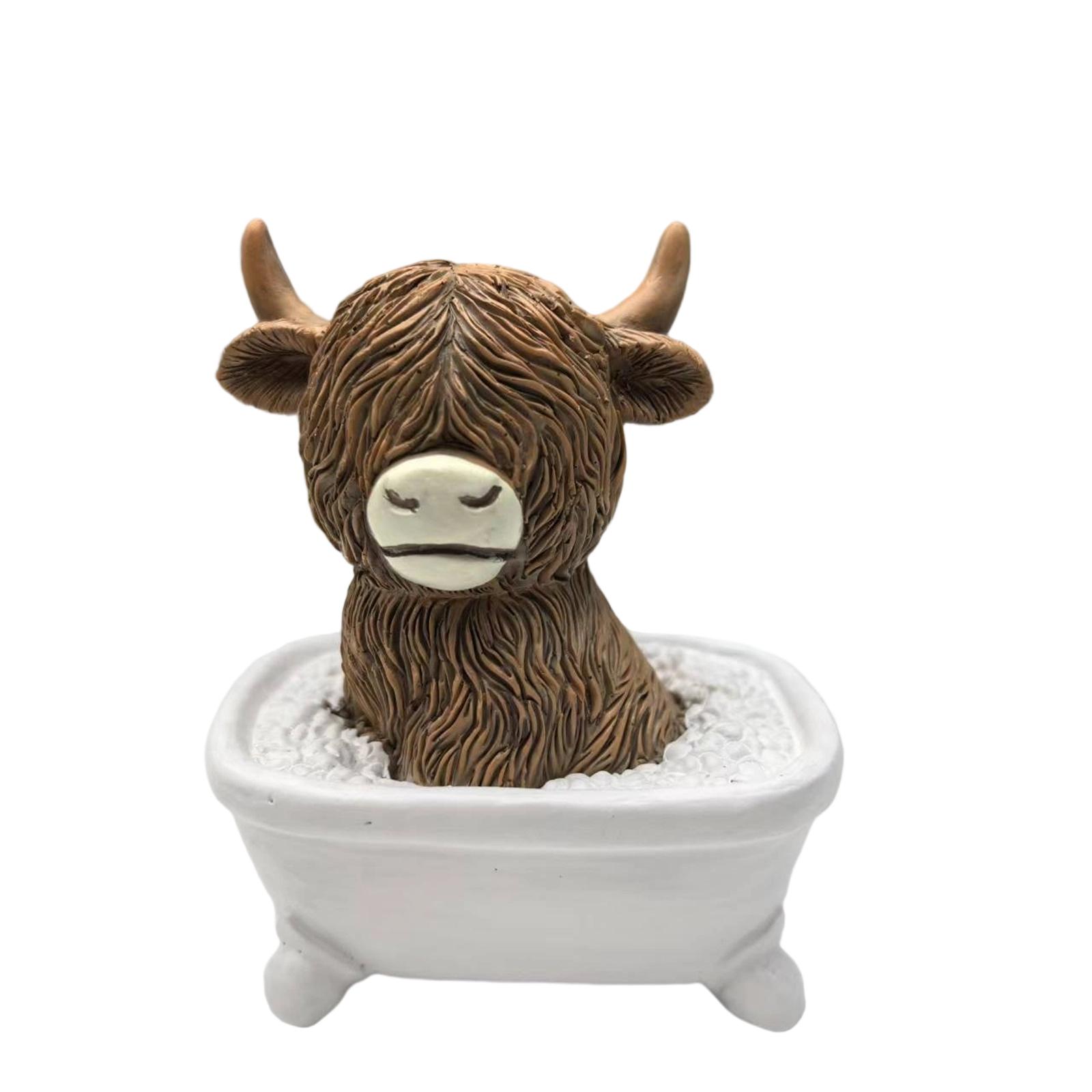 

Desktop Resin Bathroom Toilet Bull Statue Ornament Festival Decoration one size