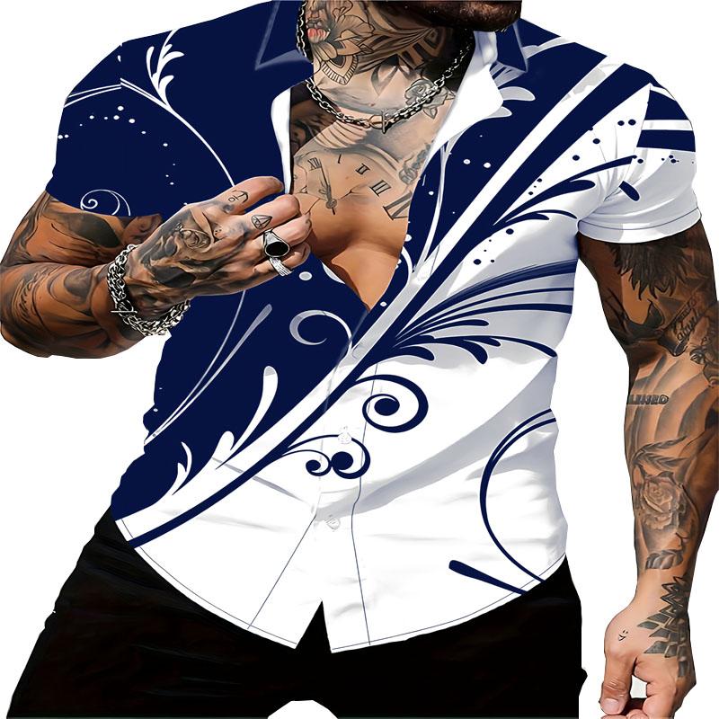 Men's Summer Fashionable Simple Short Sleeved Button Casual Slim Fit Shirt, Trendy and Versatile, Suitable for Beach Vacation