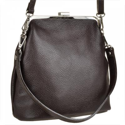 Women's Handbag, Brown, Chocolate, Natural Leather, Earring
