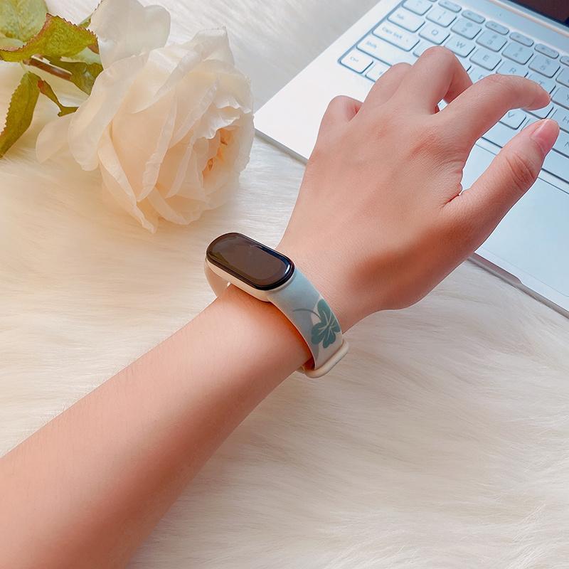 For Xiaomi Mi Band 3/Band 4/Band 5/Band 6/Band 7 Pattern Printed Watch Band Adjustable Breathable Soft TPU Wristband Bracelet