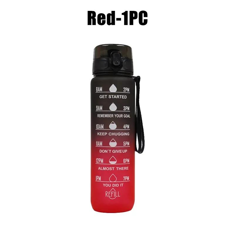 1L Water Bottle with Time Marker- Leak-Proof & BPA Free Reusable Gym Water Bottle for Fitness, Sports, Outdoor, Cycling, School