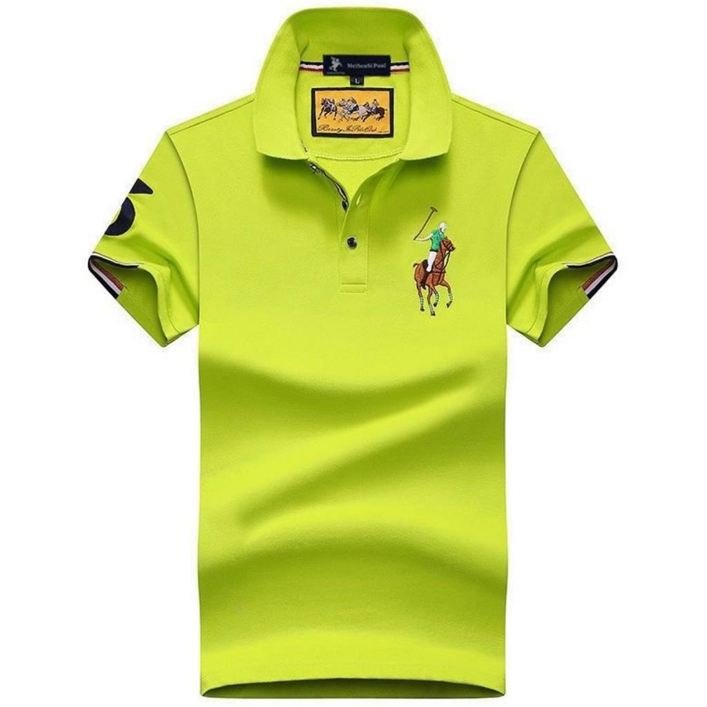 TrendHub Polo Shirt Men Cotton Mens Short Sleeve Solid Color Embroidery Business Casual Polo Shirt