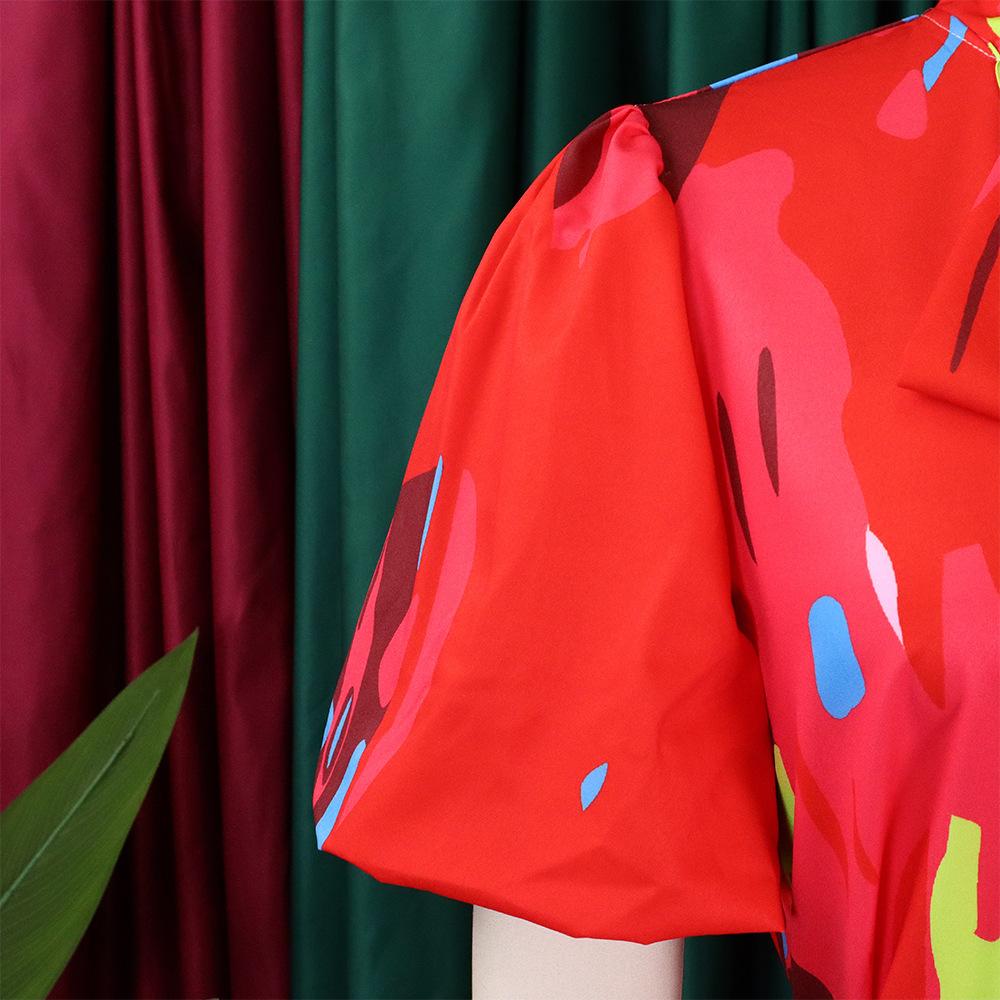 YYFS Women's Fashion Casual Summer Spring Colour Block Print Short Sleeve Blouses & Shirts Trousers Pants Suits