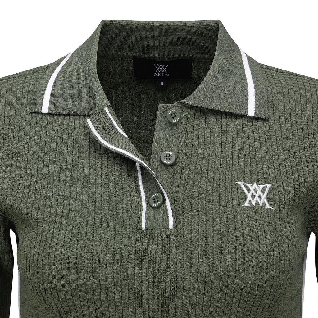 ANEW GOLF Women Sm Stripe Texture Short Sleeve Sweater_Lk