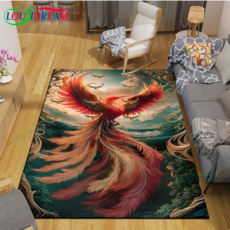 Popular Mythical Beast Phoenix Printed  Carpet Living Room Anti-Skid Area Rug Kids Bedroom Mats Yoga Mat Carpet Decor Gift