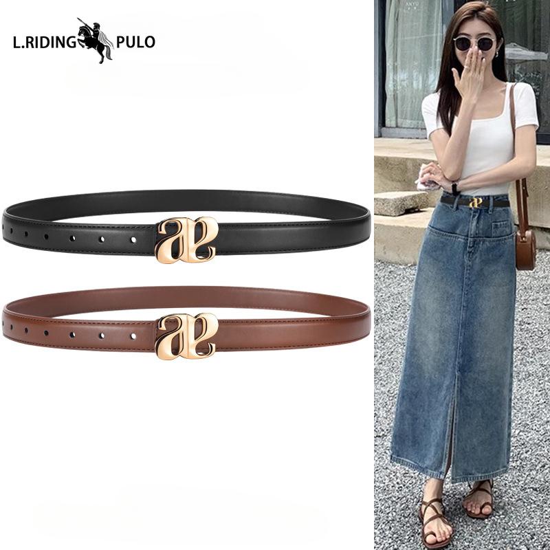 Women's Belts, Ladies' Smooth Buckle Belts, Fashionable and Versatile Thin Belts, Casual Pants Belts