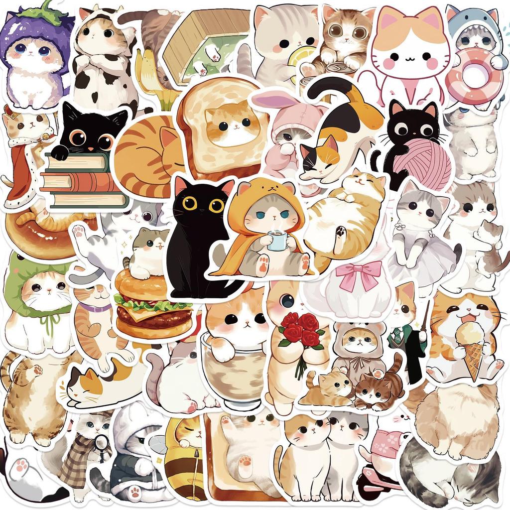 Adorable Kitten & Puppy Stickers: Creative, Waterproof Decals for Notebooks, Bottles, Phones, Skateboards, and Journals.
