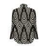 Women's Loose Ruffled Retro Floral Print Stand Collar Long Sleeve Cotton And Linen Top