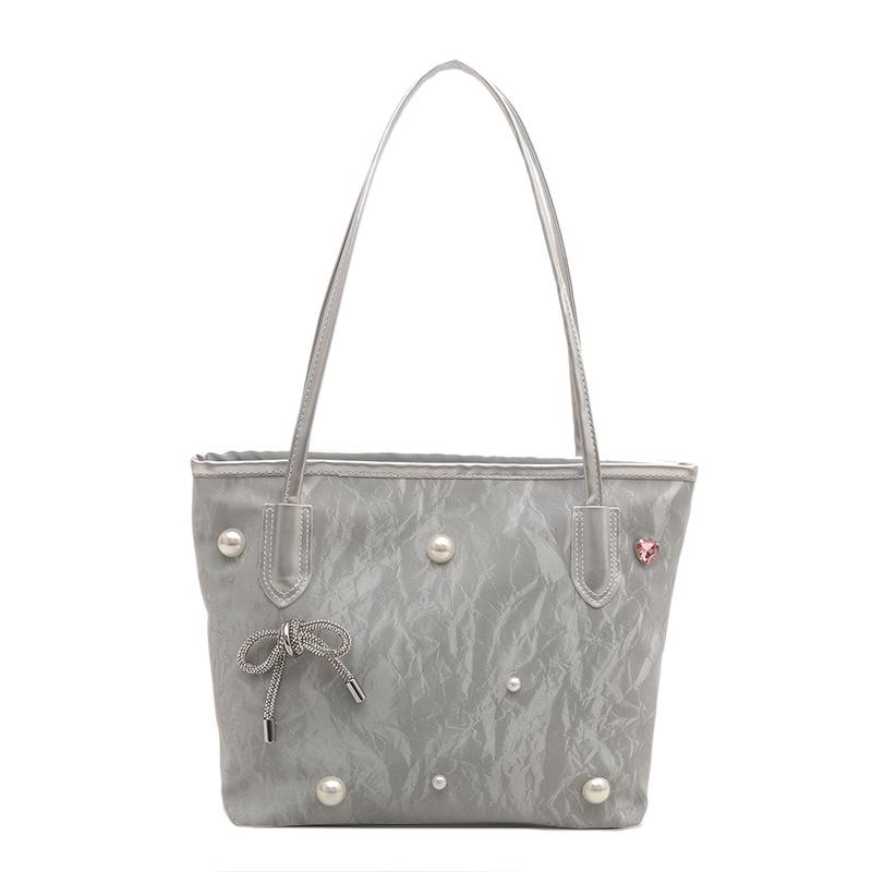 Large Capacity Women's Tote Bag - 2025 High-End Versatile Pearl Bow Handbag/Shoulder Underarm Bag