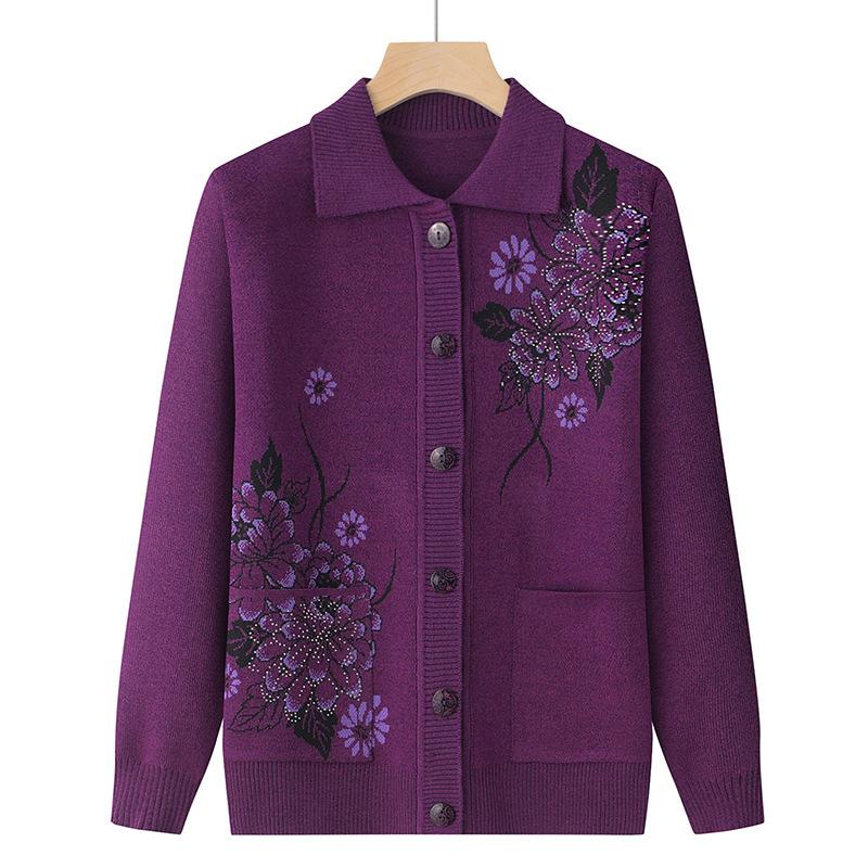 Spring and Autumn Jackets for The Elderly, Spring and Autumn Women, Loose Old Lady Clothes, Mother Clothes, Knitted Sweaters, Cardigans
